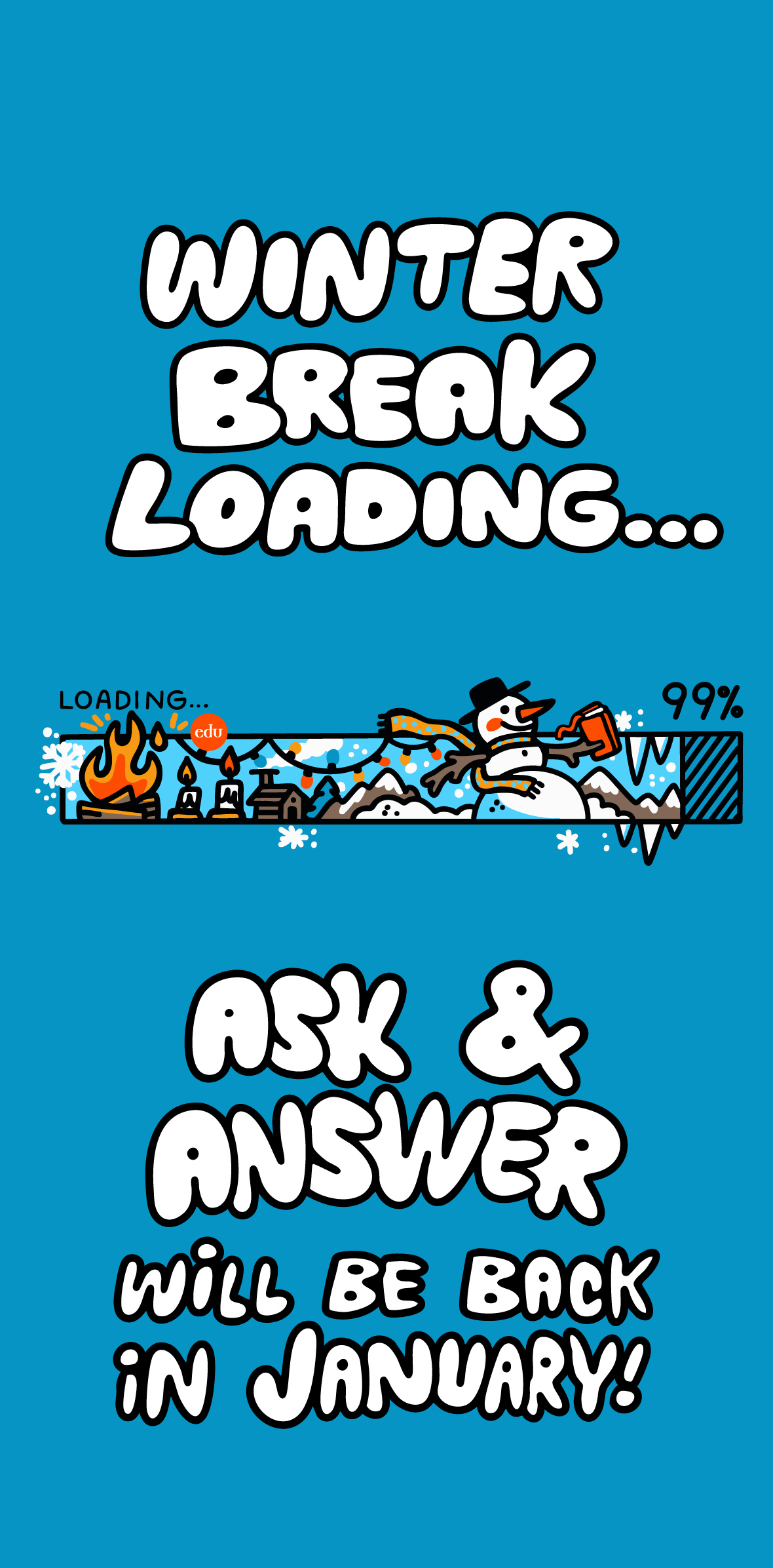 message informing about holiday break until new year