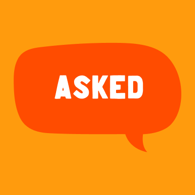 A speech bubble that says ask.