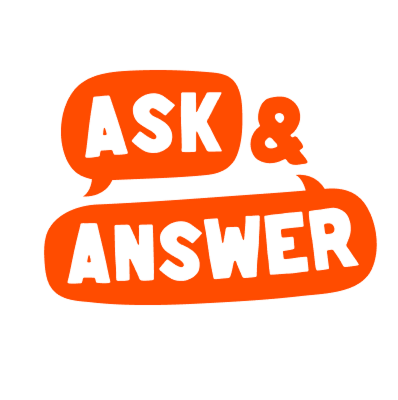 A speech bubble that says ask.